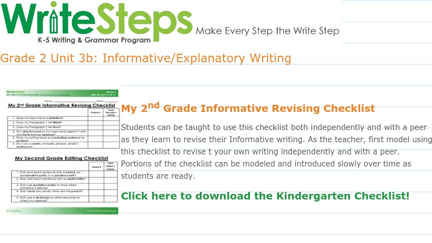 Editing Checklist 2nd Grade