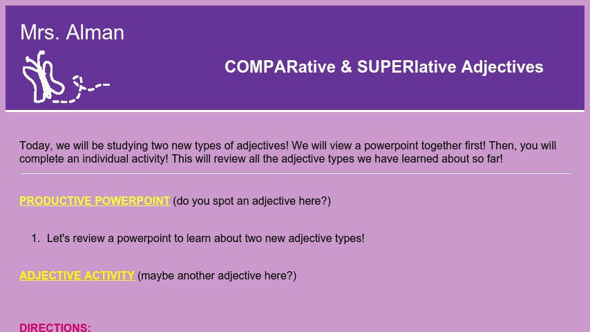 comparative superlative adjectives curriki adjective powerpoint