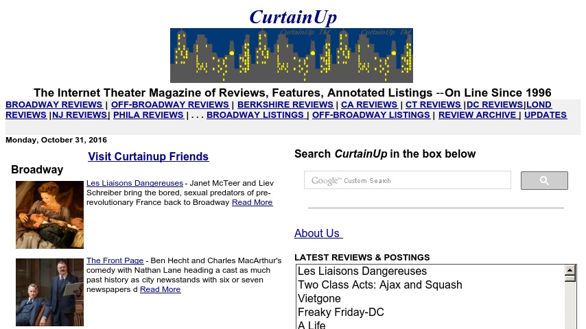 Curtainup The Internet Magazine Of Theater Reviews And Features