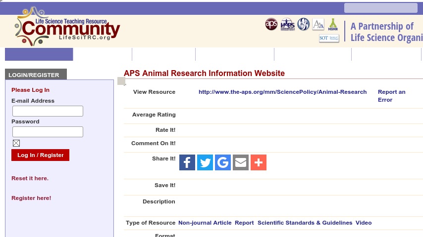 aps animal research information website curriki research log format